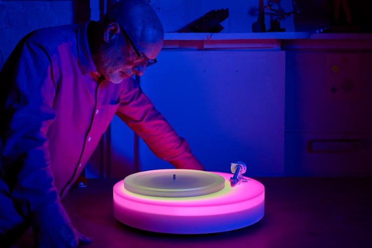 glow in the dark turntable designed by brian eno