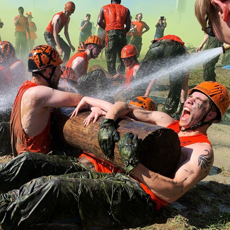 People on an obstacle course