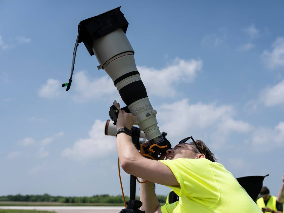 Behind the scenes of photographers during total eclipse