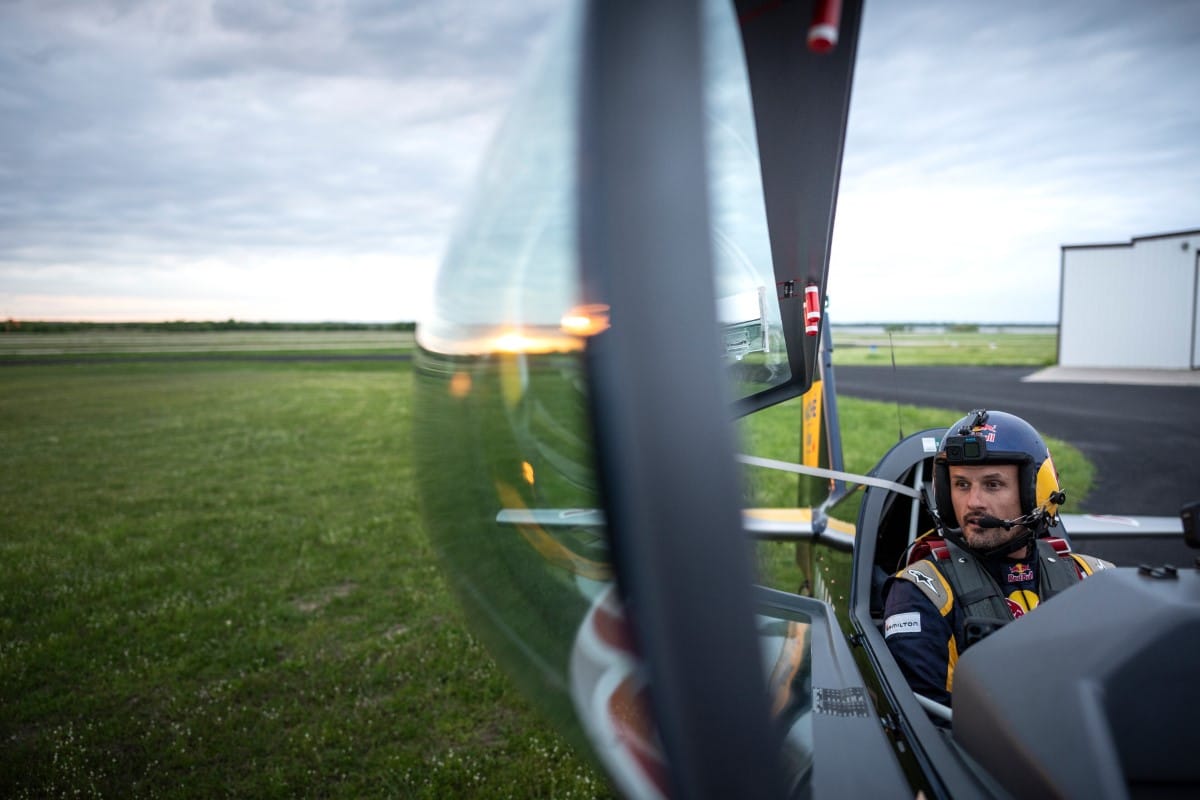 Aerobatic pilot getting ready to take off